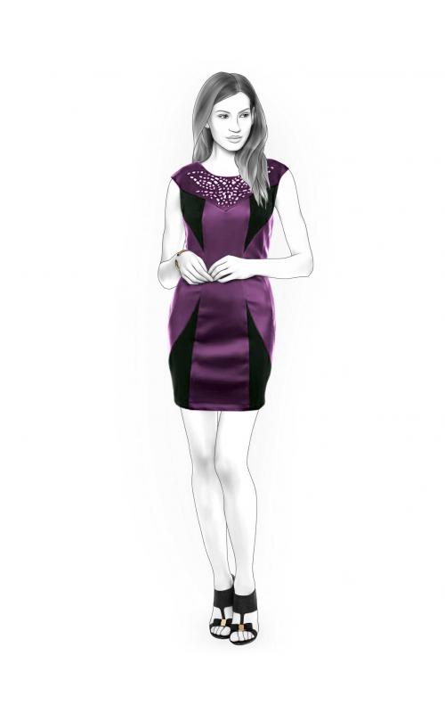 4350 · Платье с трикотажными вставками — Фото