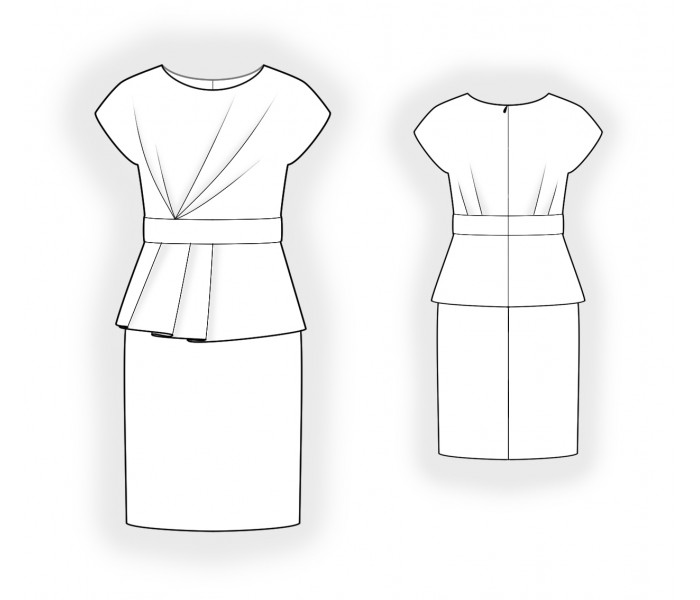 2128 · Платье с баской — Техрисунок крупно