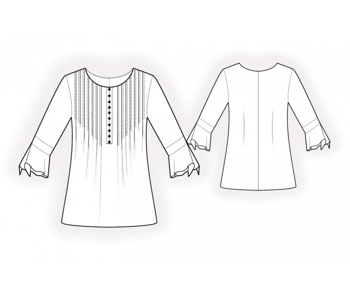2153 · Блузка с вертикальными складками — Техрисунок крупно