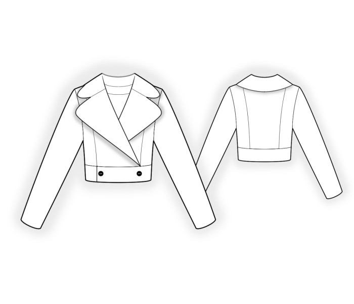 2680 · Короткая куртка с широкими лацканами — Техрисунок крупно